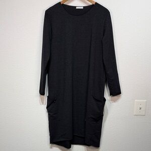 Makadamia charcoal Long Sleeve Shift Dress size 44 Large